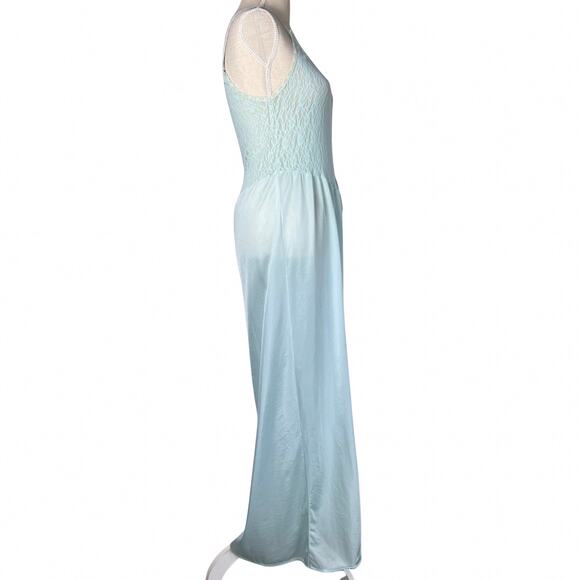 Vintage Elissia Blue Lace Satin Nightgown Slip Dress Coquette Cottagecore M - Picture 6 of 9